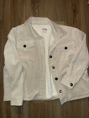 Cream Corduroy Sherpa-Lined Jacket